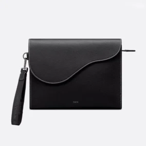 Dior Men Saddle A5 Triangle Pouch Black Grained Calfskin