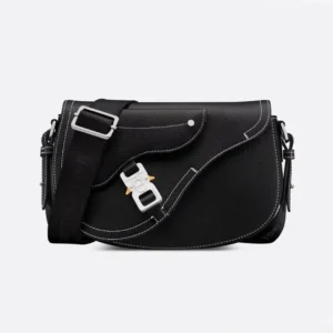 Dior Men Saddle Messenger Bag Black Grained Calfskin