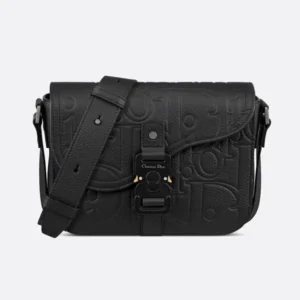 Dior Men Small Saddle Messenger Bag with Flap Black Dior Gravity Leather