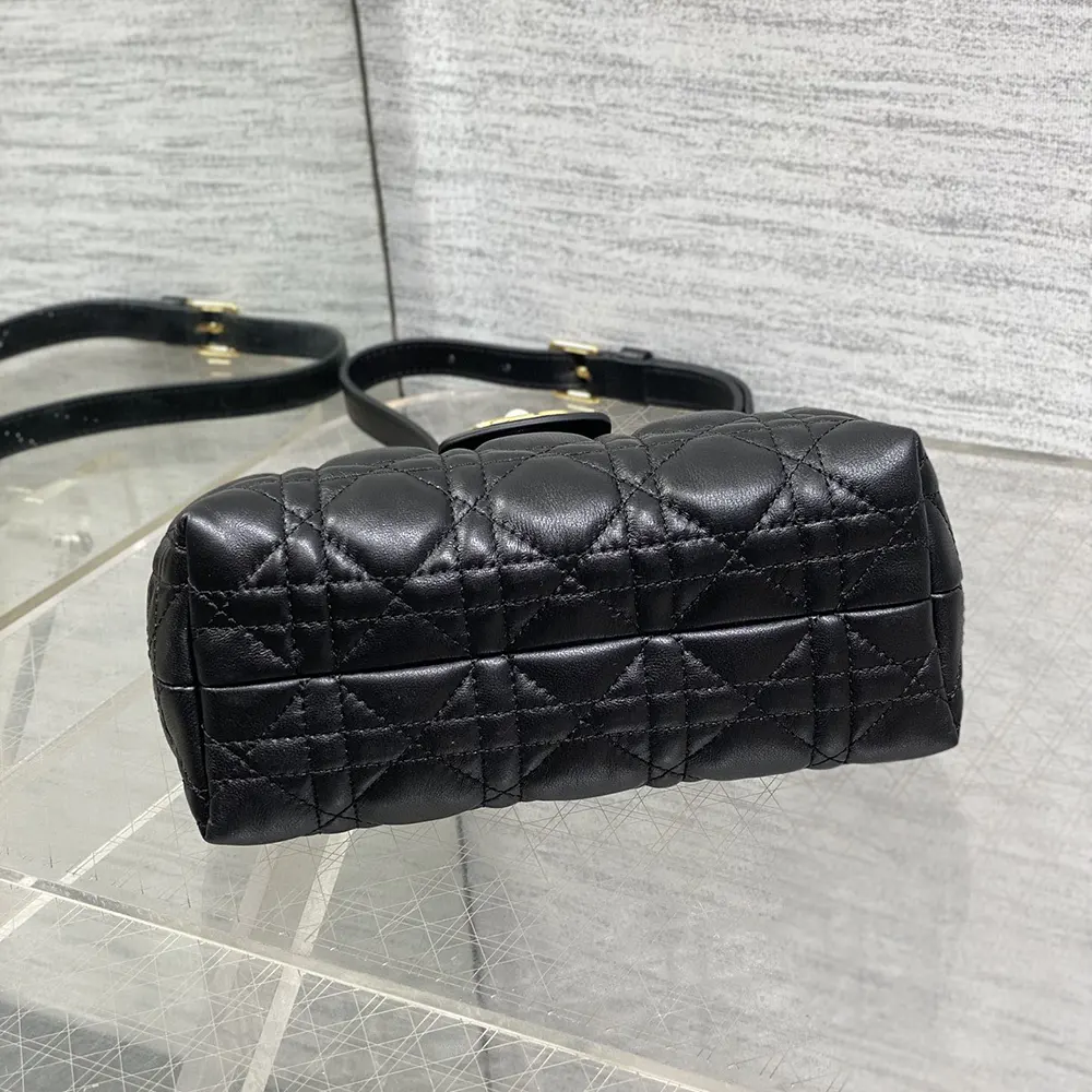 Dior Women Dior Jolie Top Handle Mini Bag Black Cannage Lambskin