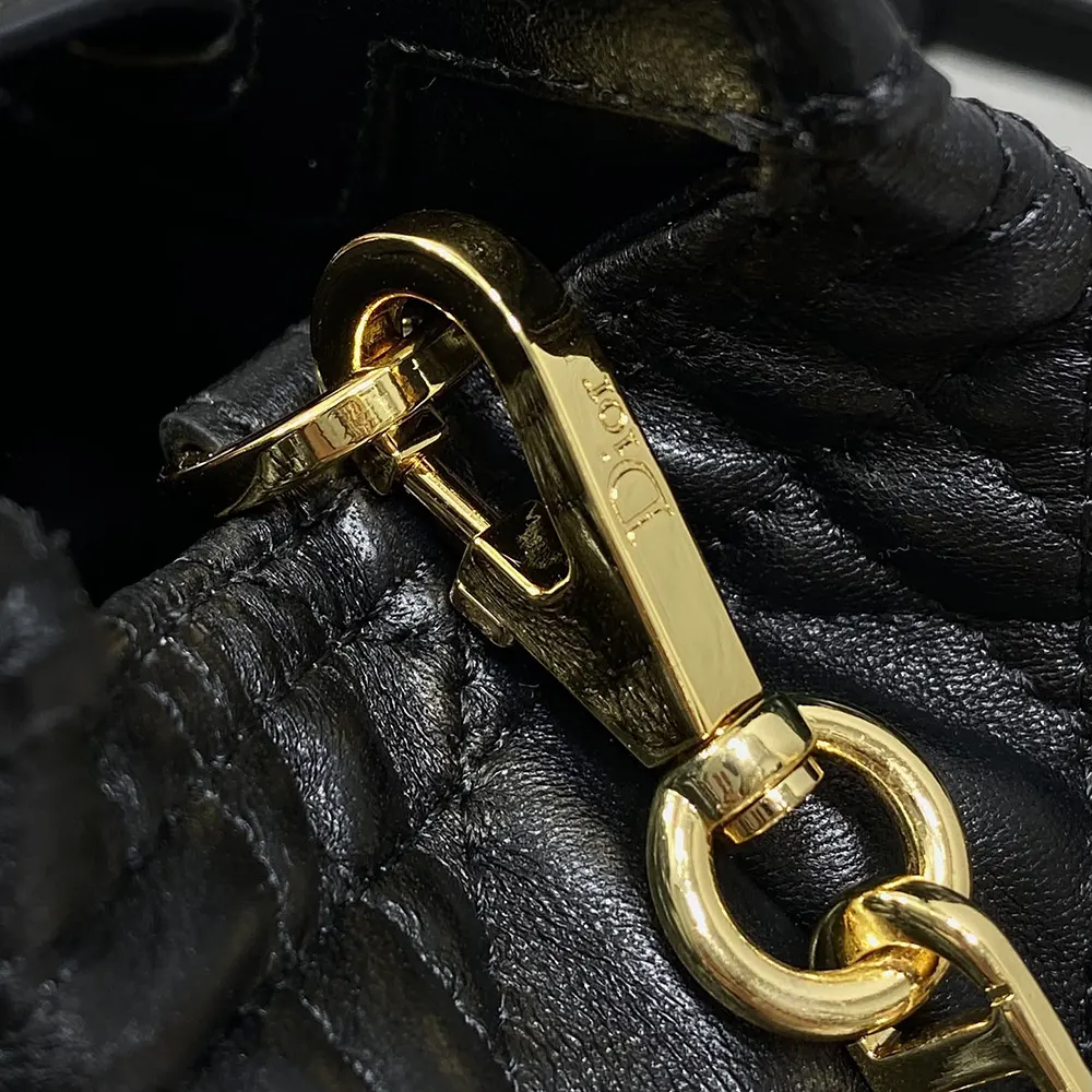 Dior Women Dior Jolie Top Handle Mini Bag Black Cannage Lambskin