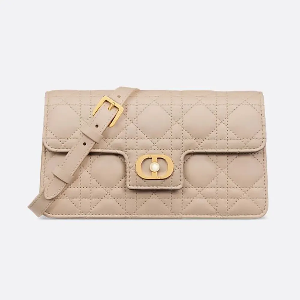 Dior Women Jolie Mini Bag Latte Cannage Lambskin S3117UNJB