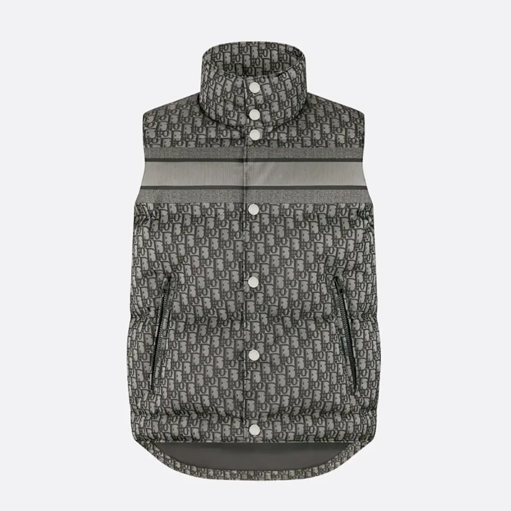 Dior Women Oblique Down Vest Black Cotton-Blend Jacquard