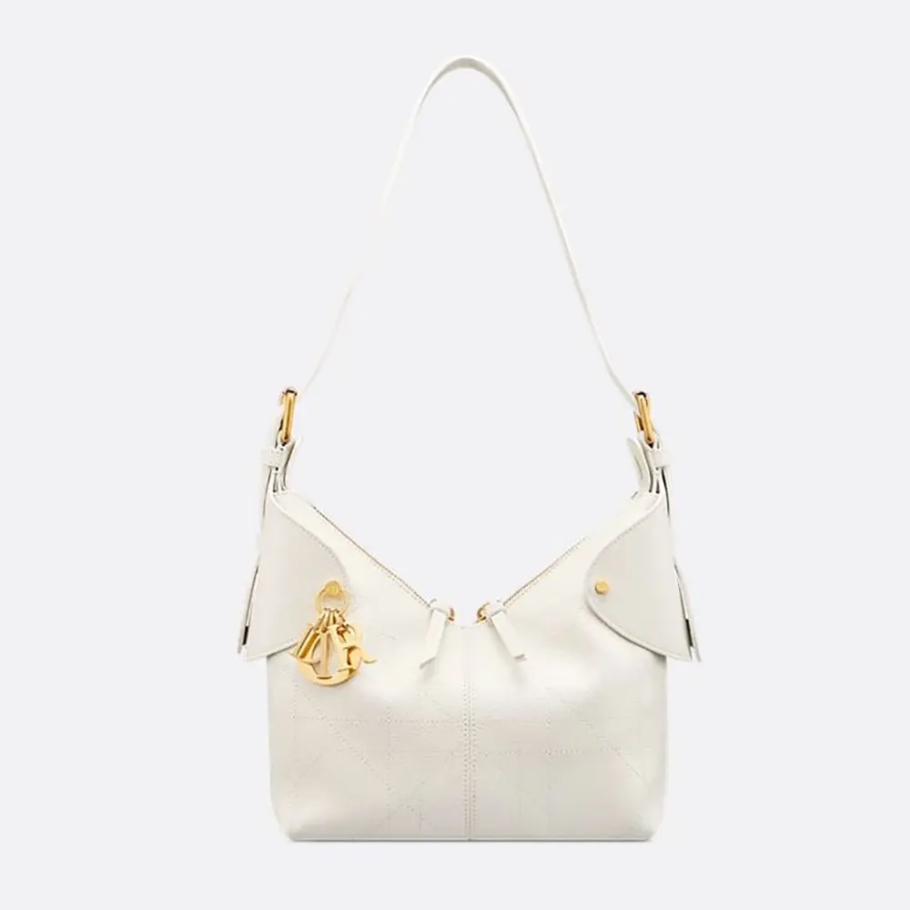 Dior Women Small Dior Voyage Bag Latte Flat Macrocannage Grained Calfskin