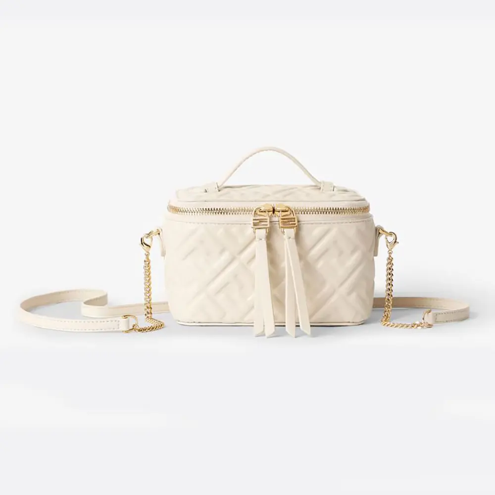 Fendi Women Vanity Camelia Nappa Leather Mini-Bag With FF Motif