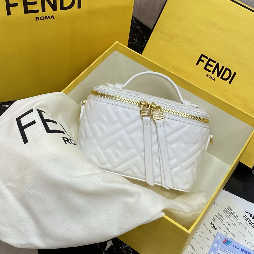 Fendi Women Vanity Camelia Nappa Leather Mini-Bag With FF Motif