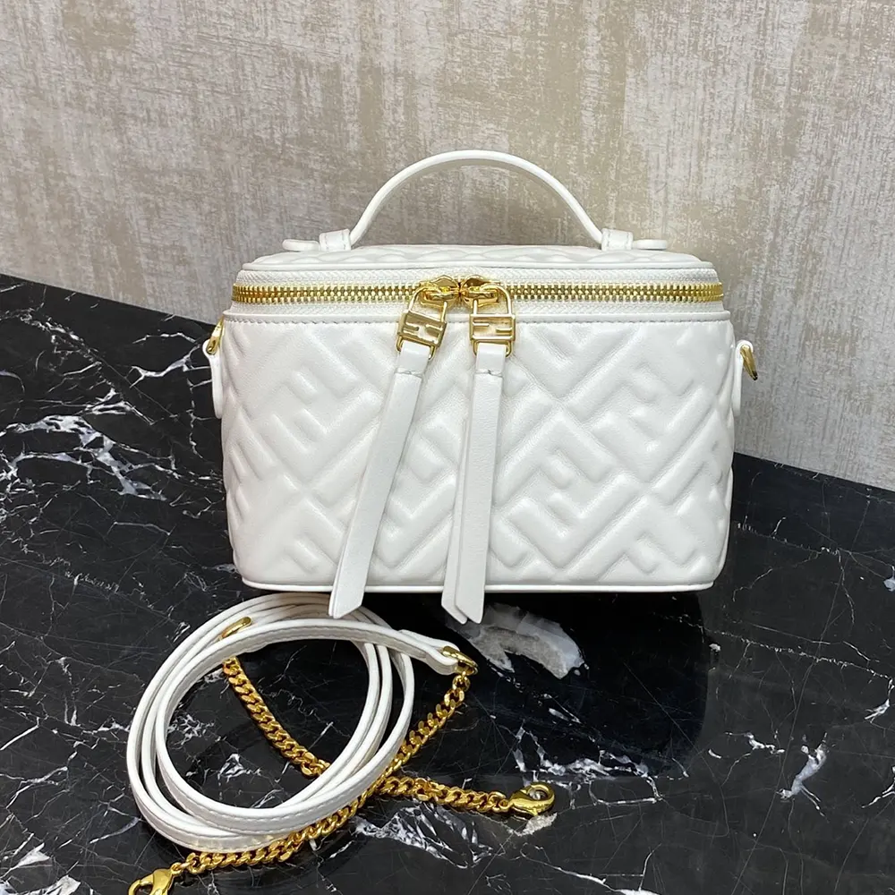 Fendi Women Vanity Camelia Nappa Leather Mini-Bag With FF Motif