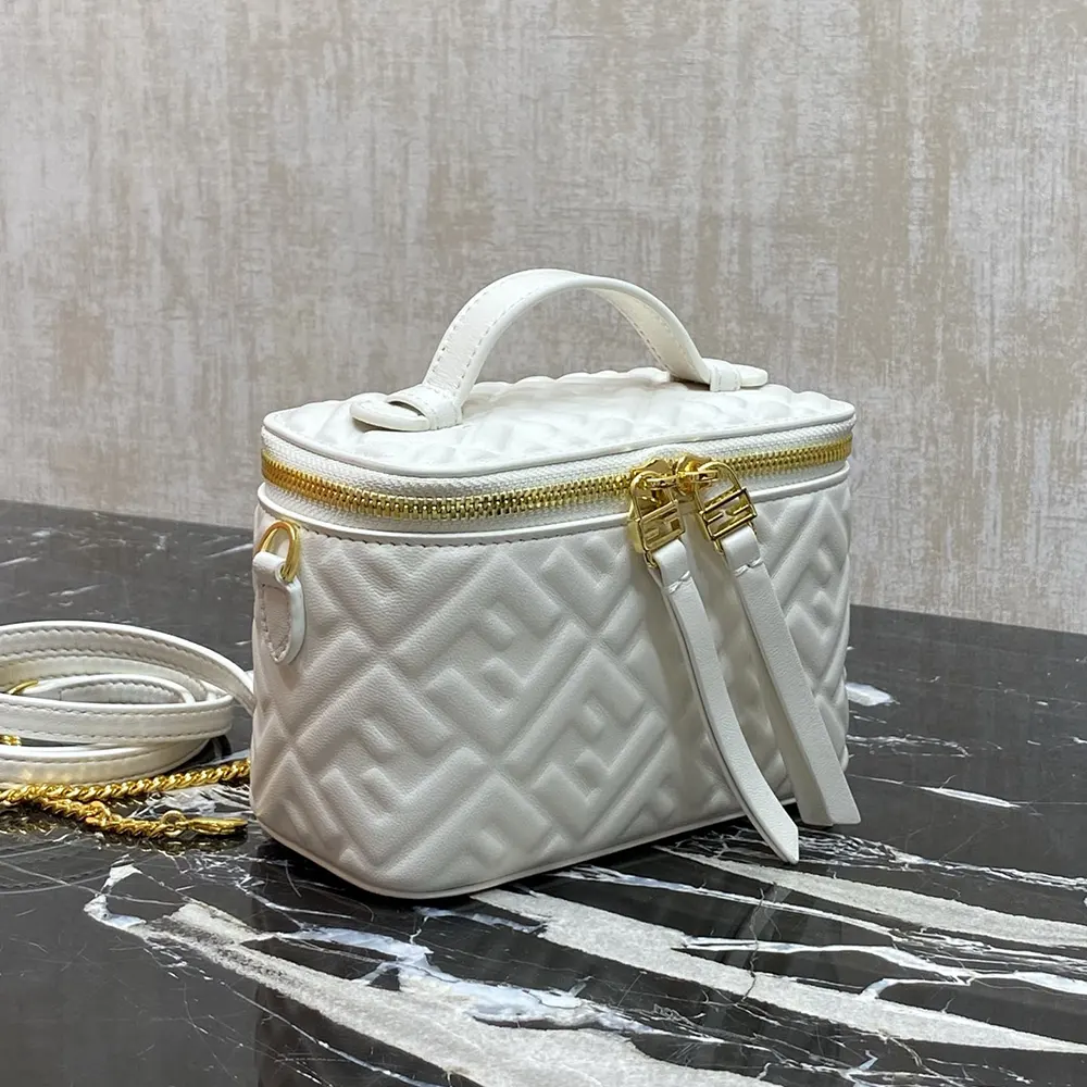 Fendi Women Vanity Camelia Nappa Leather Mini-Bag With FF Motif