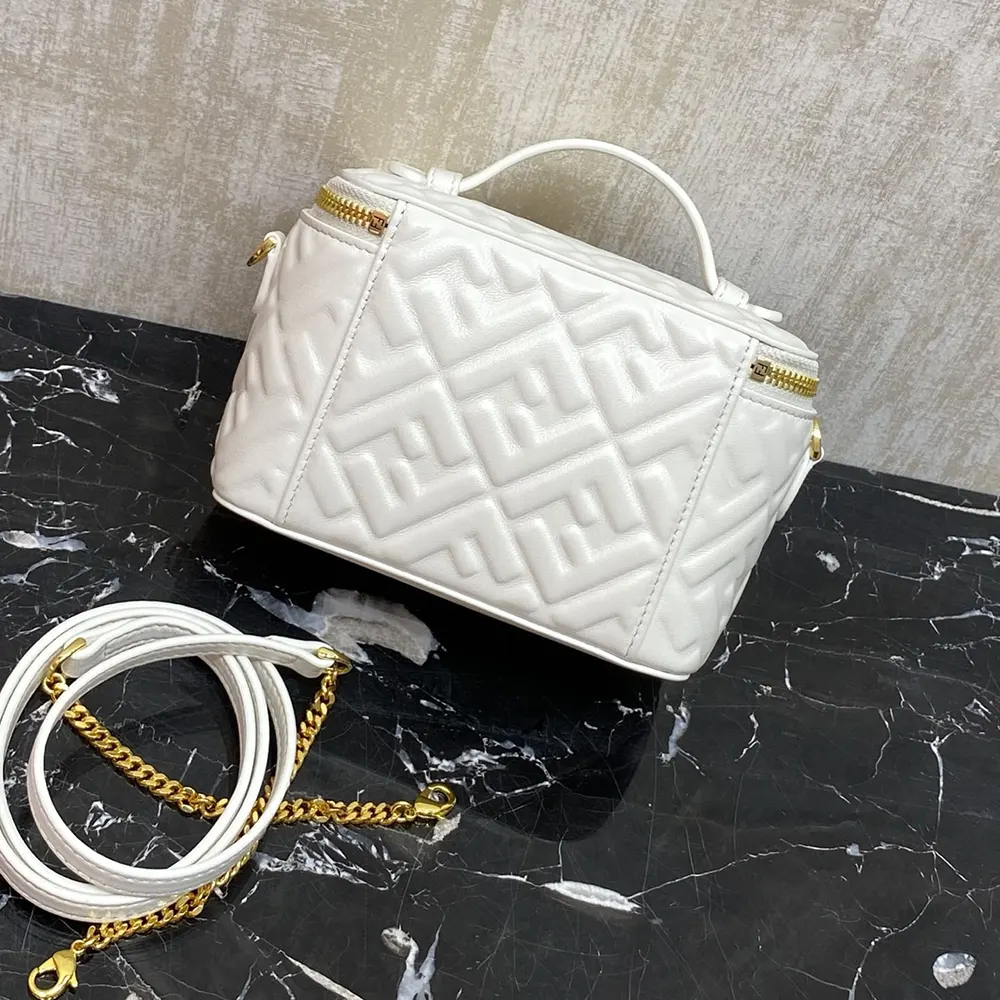 Fendi Women Vanity Camelia Nappa Leather Mini-Bag With FF Motif