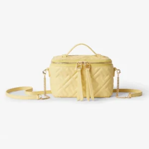 Fendi Women Vanity Yellow Nappa Leather Mini-Bag With Ff Motif