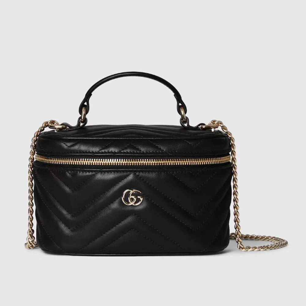 Gucci Women GG Marmont Mini Vanity Bag-Black ‎837454AAET8