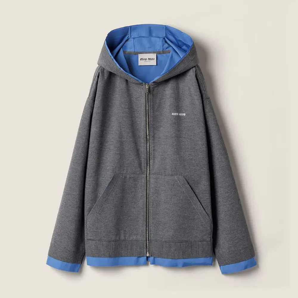 Miu Miu Women Bonded Knit Blouson Jacket with Jacquard logo ML1292