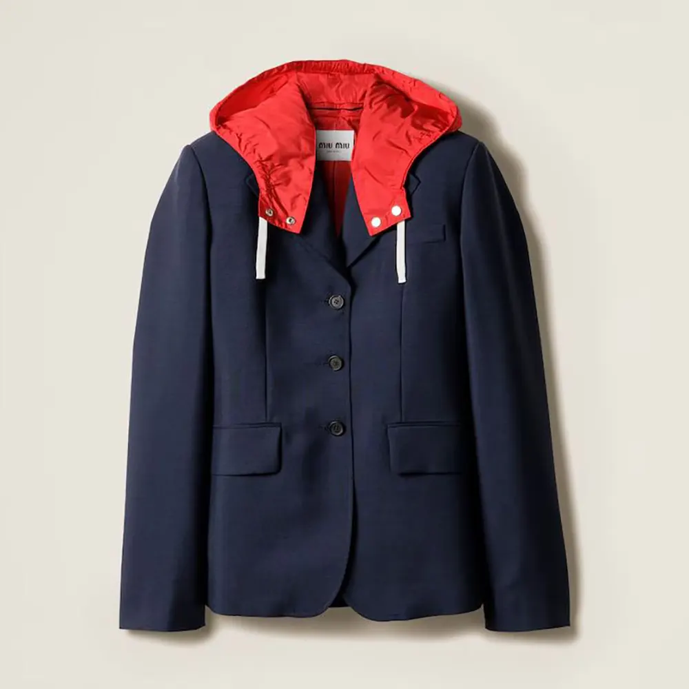 Miu Miu Women Double-Breasted Kid Mohair And Technical Pongé Jacket