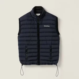 Miu Miu Women Light Pongé Down Vest with Embroidered logo ML1345
