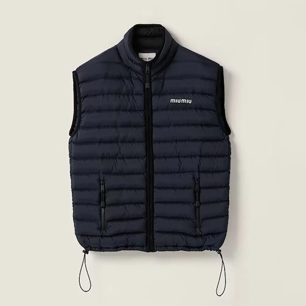 Miu Miu Women Light Pongé Down Vest with Embroidered logo ML1345