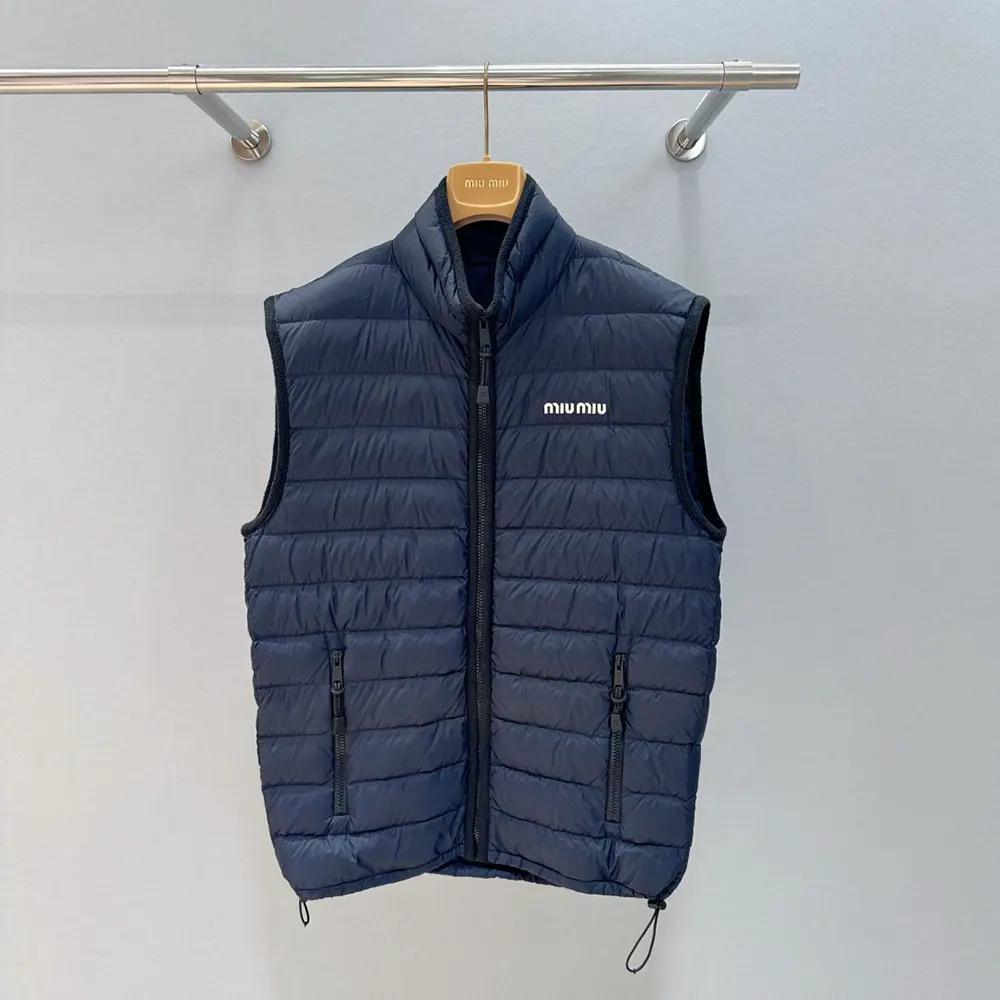 Miu Miu Women Light Pongé Down Vest with Embroidered logo ML1345