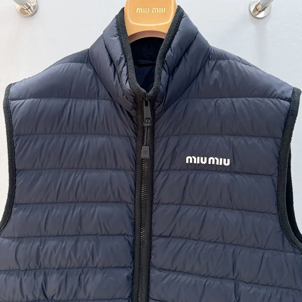 Miu Miu Women Light Pongé Down Vest with Embroidered logo ML1345