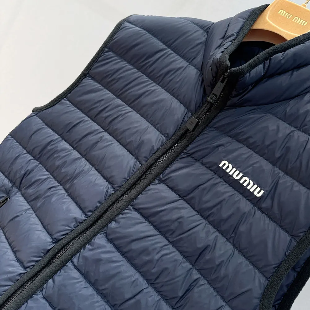 Miu Miu Women Light Pongé Down Vest with Embroidered logo ML1345