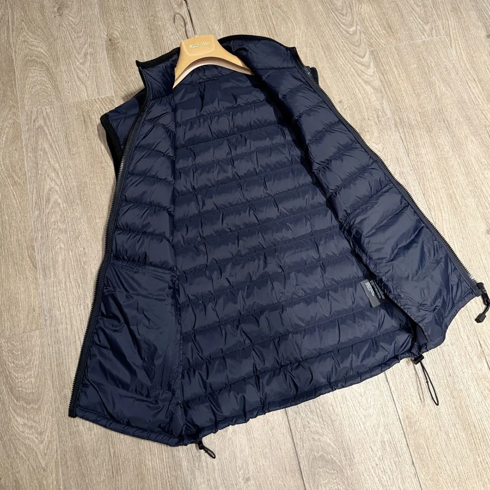 Miu Miu Women Light Pongé Down Vest with Embroidered logo ML1345