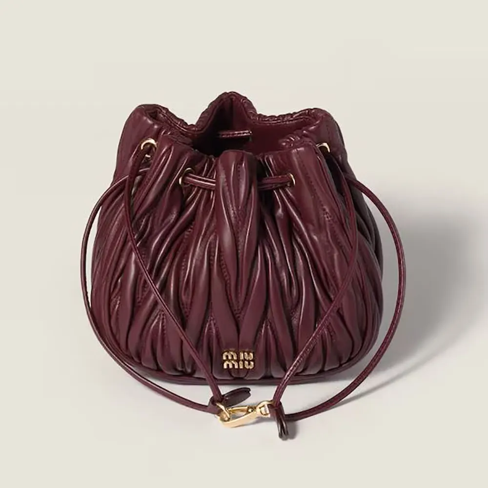 Miu Miu Women Matelassé Nappa Leather Pouch-Burgundy 5ND022