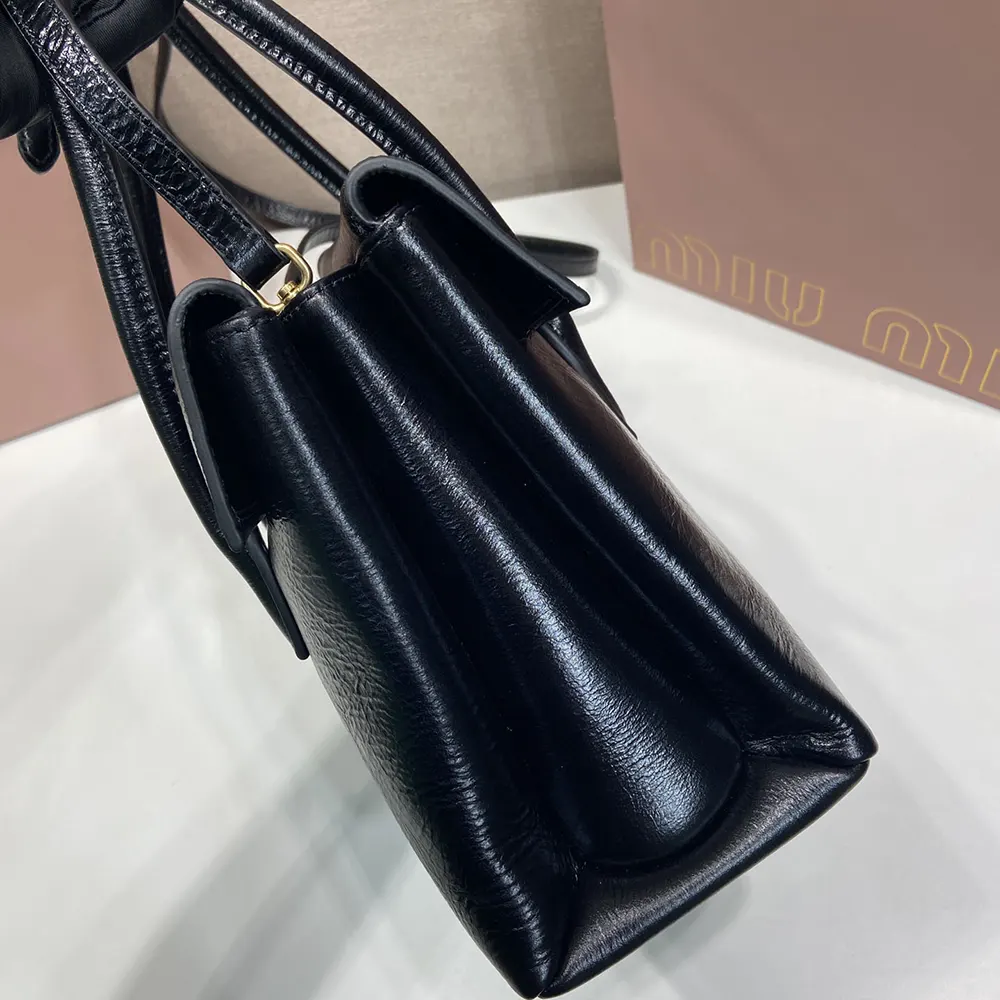 Miu Miu Women Solitaire Shiny Leather Bag-Black 5BA302US0