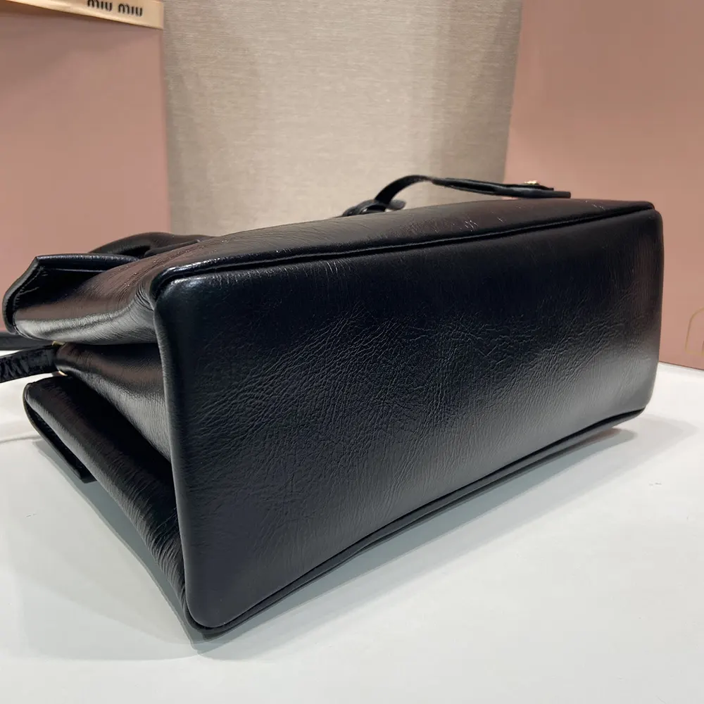 Miu Miu Women Solitaire Shiny Leather Bag-Black 5BA302US0