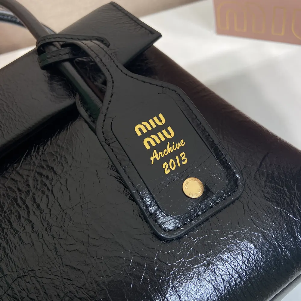 Miu Miu Women Solitaire Shiny Leather Bag-Black 5BA302US0