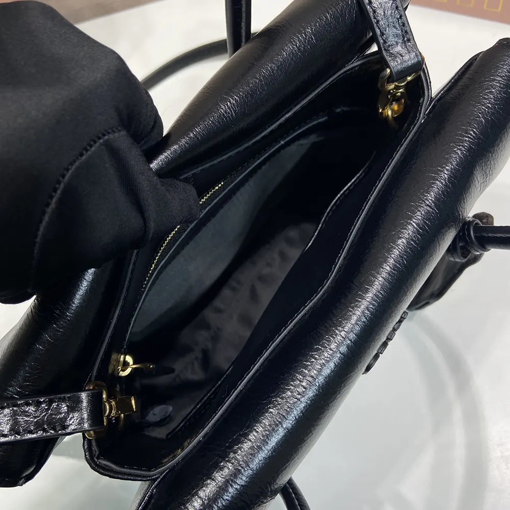 Miu Miu Women Solitaire Shiny Leather Bag-Black 5BA302US0