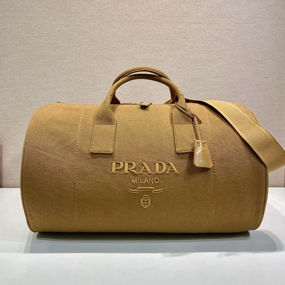 Prada Unisex Canvas Duffle Bag-Brown 2VC051