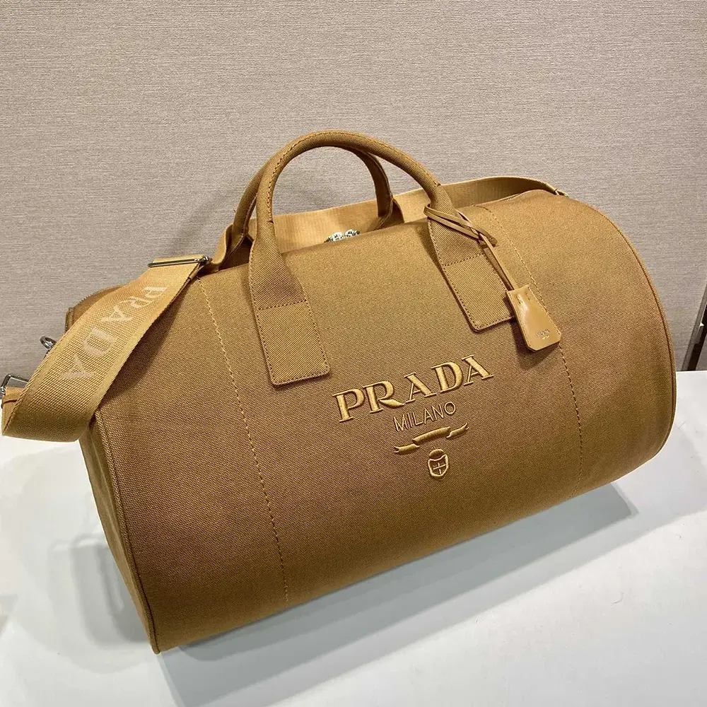 Prada Unisex Canvas Duffle Bag-Brown 2VC051