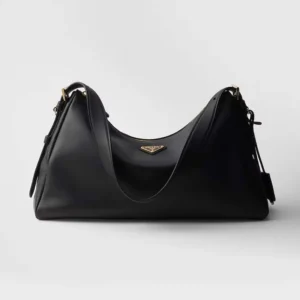 Prada Women Aimée Large Leather Shoulder Bag-Black 1BC228