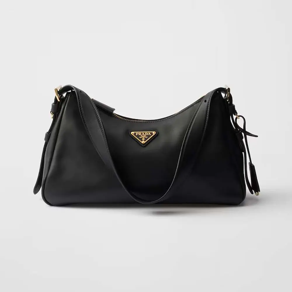 Prada Women Aimée Medium Leather Shoulder Bag-Black 1BC229