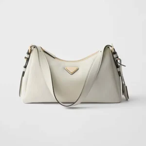 Prada Women Aimée Medium Leather Shoulder Bag-White 1BC229