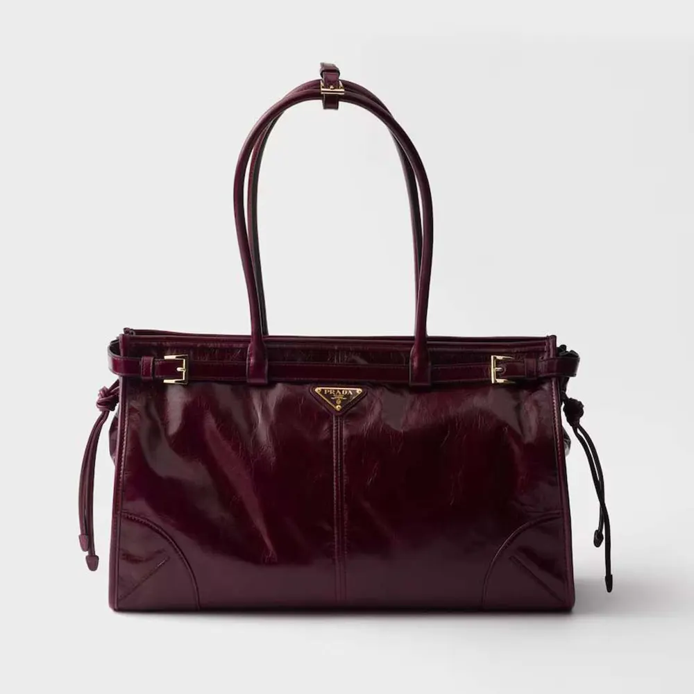 Prada Women Bonnie Medium Leather Handbag-Maroon 1BA4332CYR