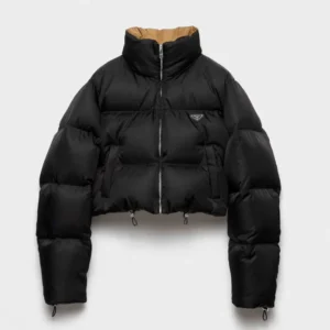 Cropped Re-Nylon Down Jacket-Black 29D0561WQ8