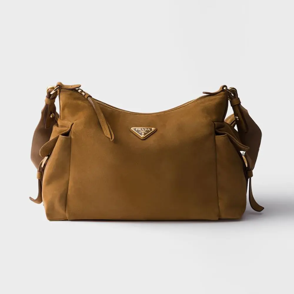 Prada Women Explore Large Suede Bag-Brown 1BC264008F0401