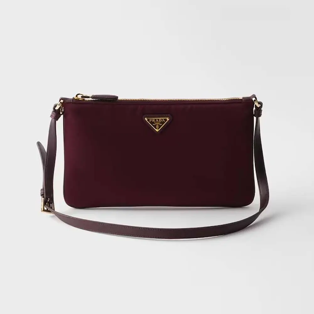 Prada Women Re-Nylon Pouch Enameled Metal Triangle Logo 1NE545