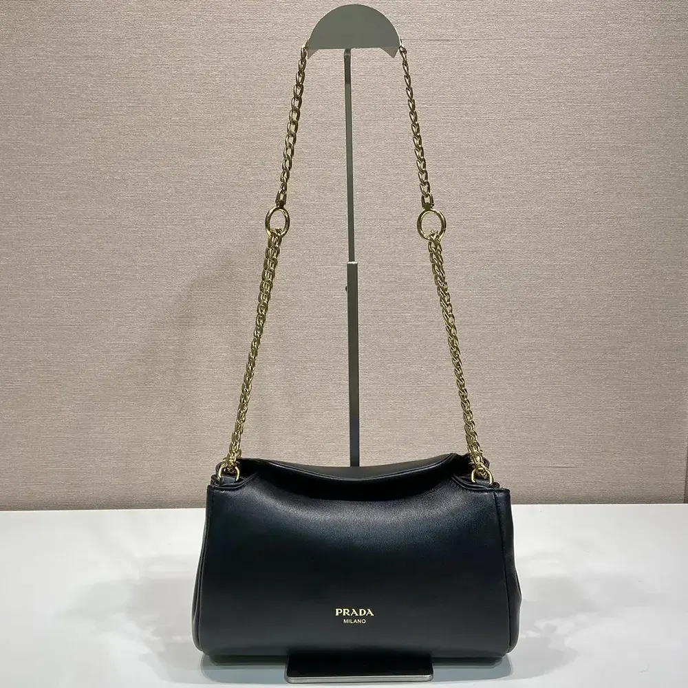 Prada Women Tumulte Small Nappa Leather Bag-Black 1BD395