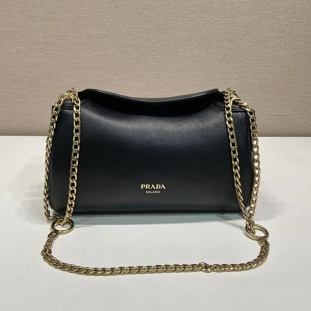 Prada Women Tumulte Small Nappa Leather Bag-Black 1BD395