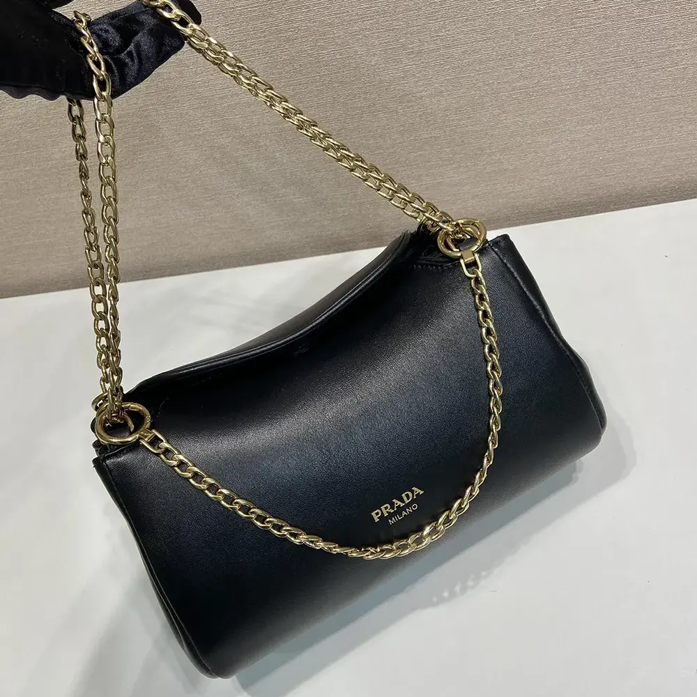 Prada Women Tumulte Small Nappa Leather Bag-Black 1BD395