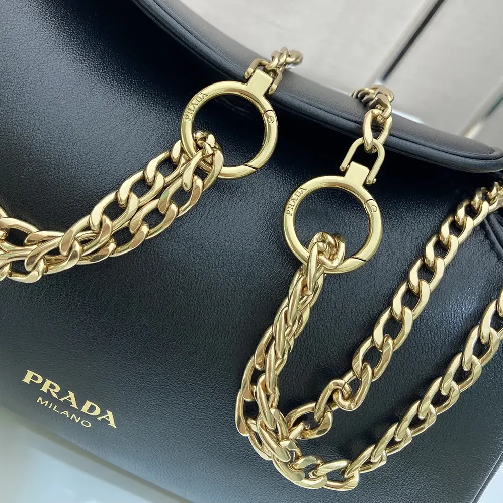 Prada Women Tumulte Small Nappa Leather Bag-Black 1BD395