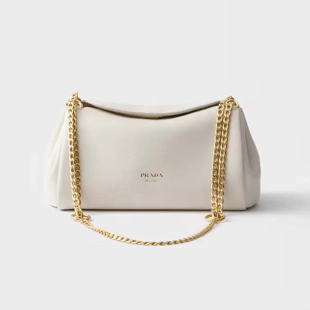 Prada Women Tumulte Small Nappa Leather Bag-White 1BD395