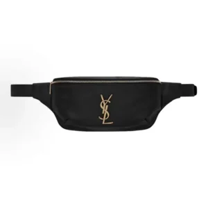 Saint Laurent YSL Unisex Cassandre Classic Belt Bag in Shiny Leather-Black