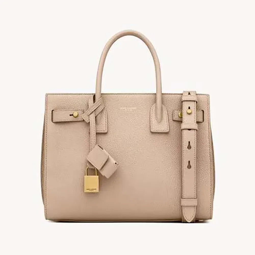 Saint Laurent YSL Women Baby Sac De Jour In Supple Grained Leather-Beige