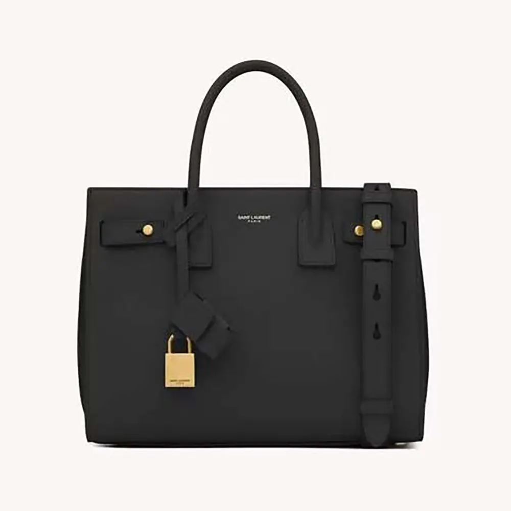 Saint Laurent YSL Women Baby Sac De Jour In Supple Grained Leather-Black