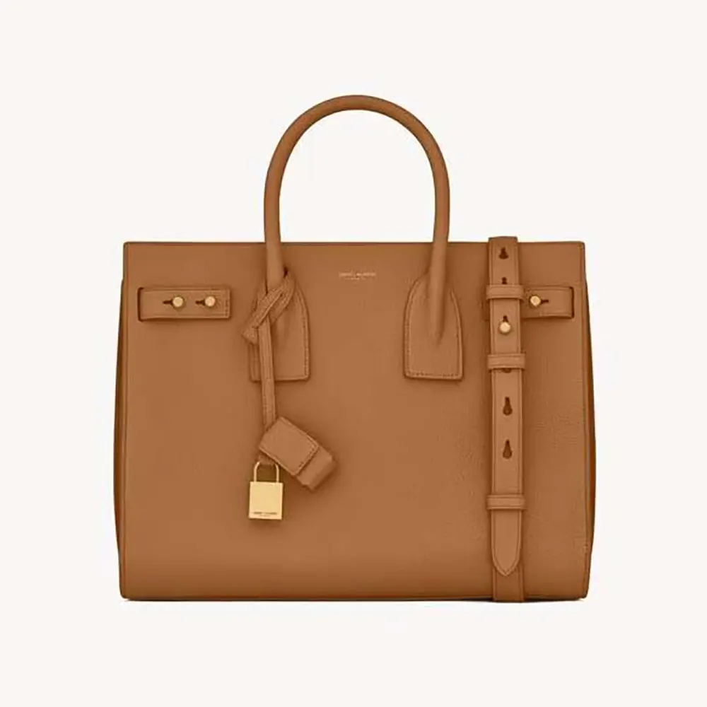 Saint Laurent YSL Women Baby Sac De Jour In Supple Grained Leather-Brown