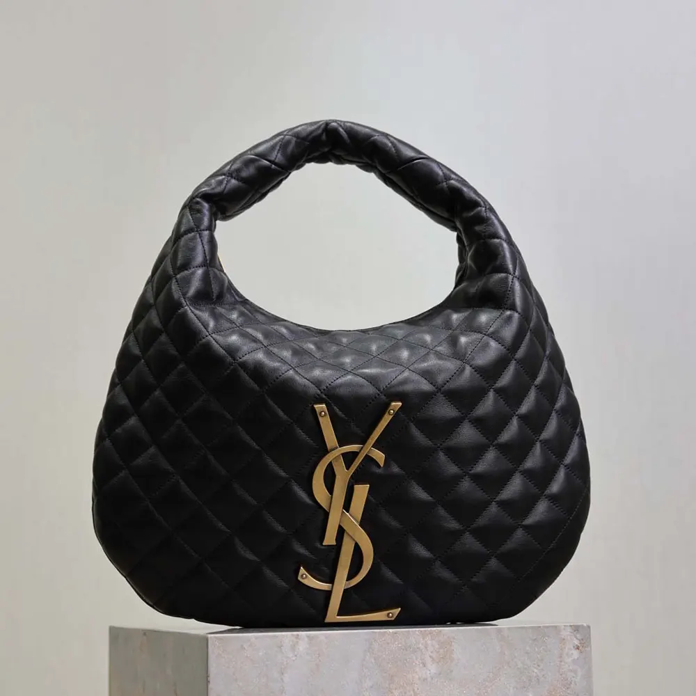 Saint Laurent YSL Women Icare Hobo In Quilted Nappa-Black 858160A