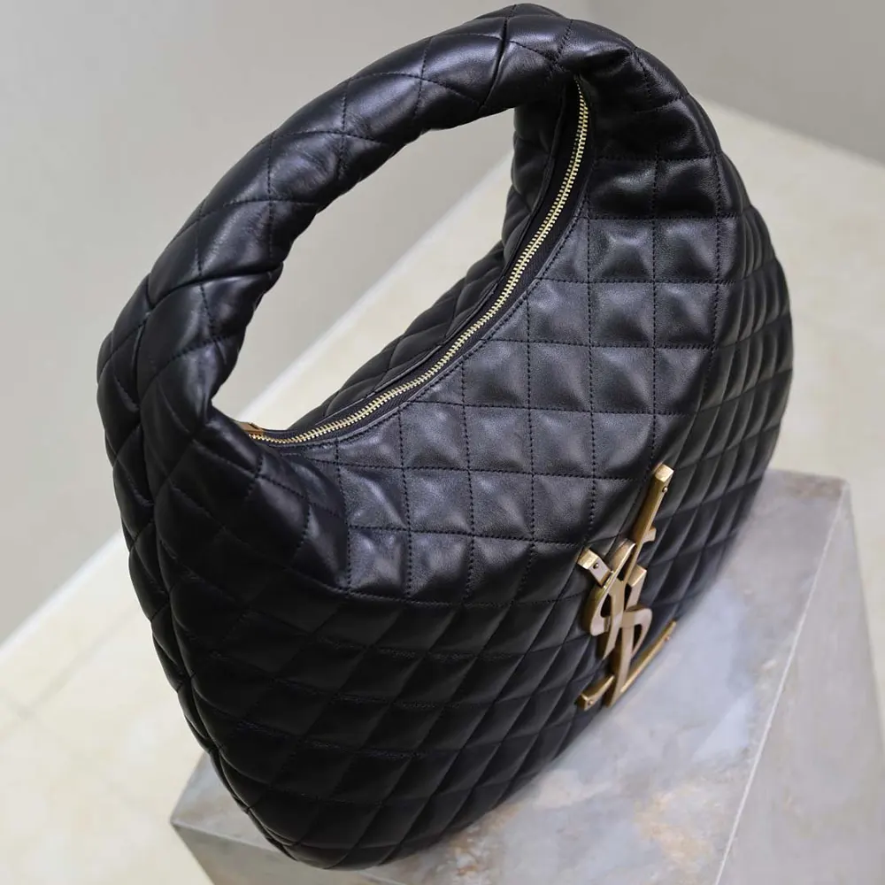 Saint Laurent YSL Women Icare Hobo In Quilted Nappa-Black 858160A