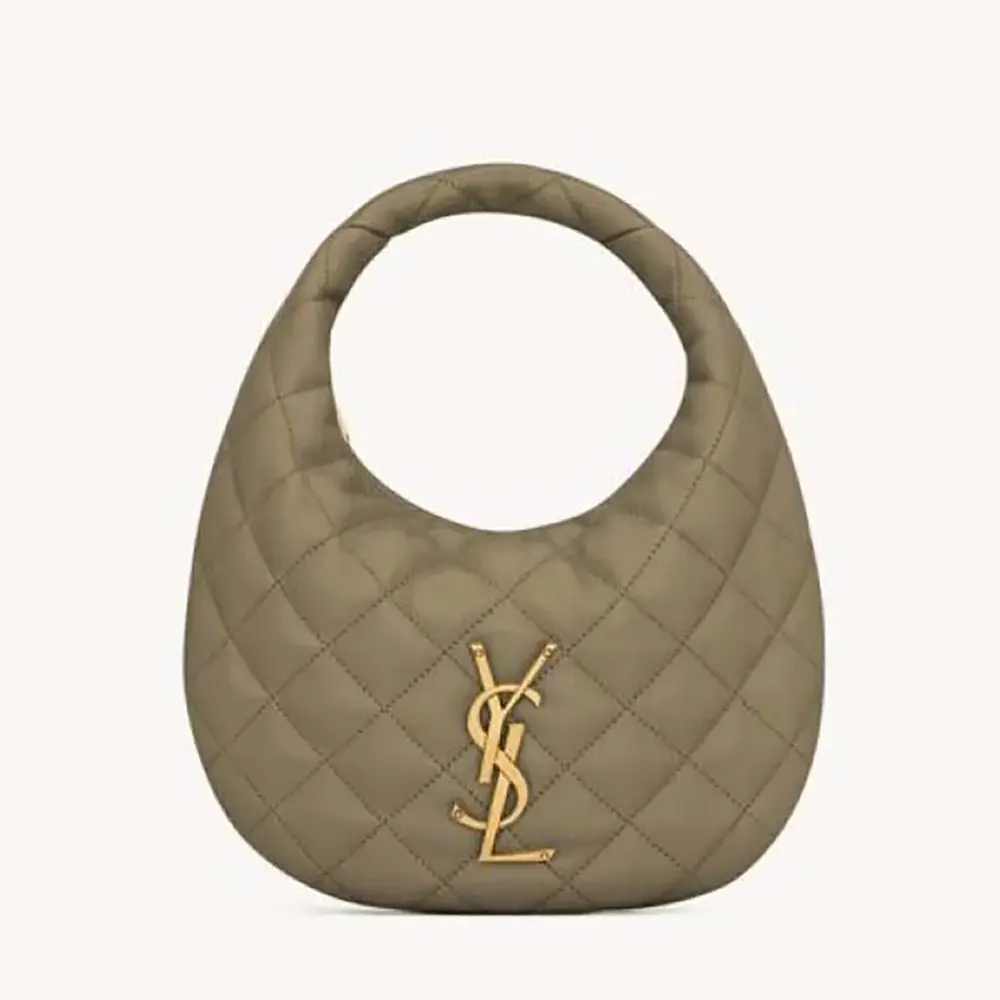 Saint Laurent YSL Women Icarino In Quilted Nappa-Dark Green