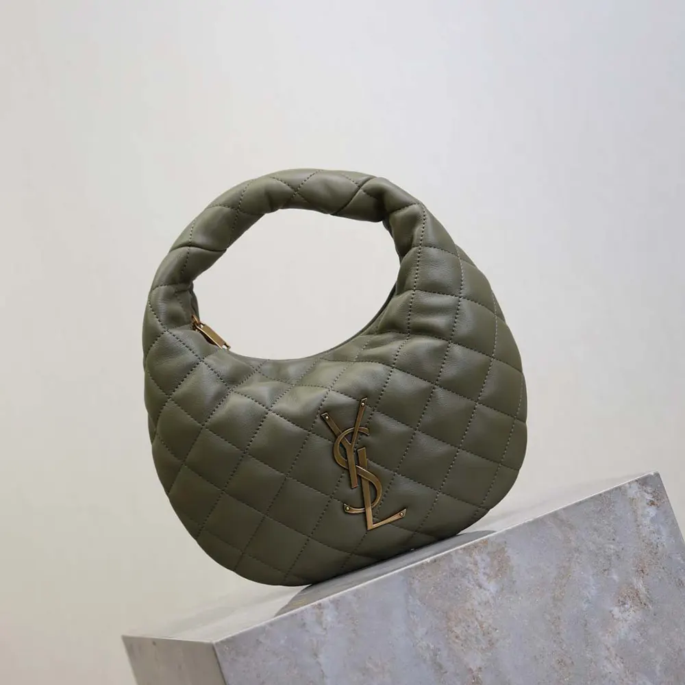 Saint Laurent YSL Women Icarino In Quilted Nappa-Dark Green